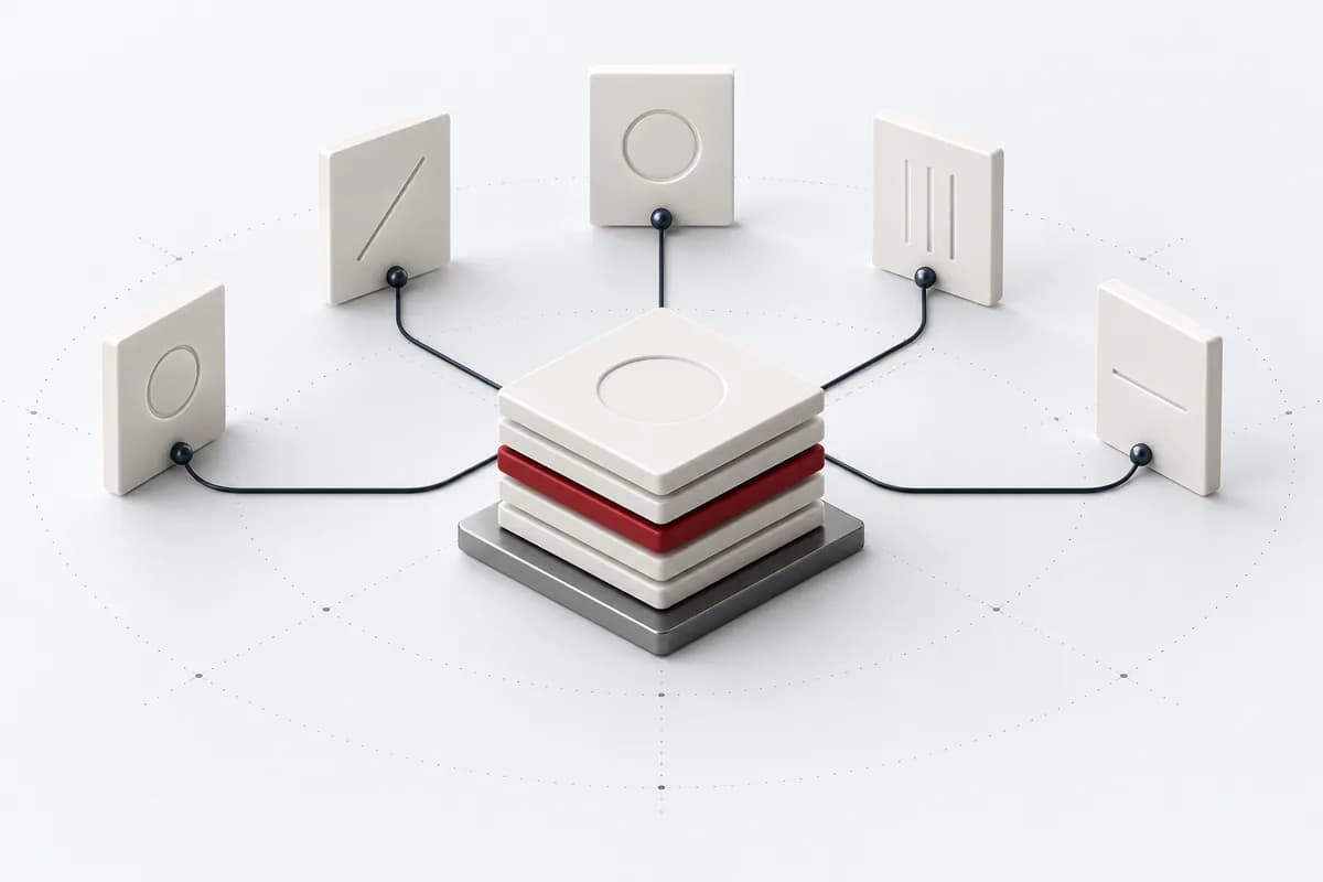 Illustration of one evidence set connected to multiple frameworks