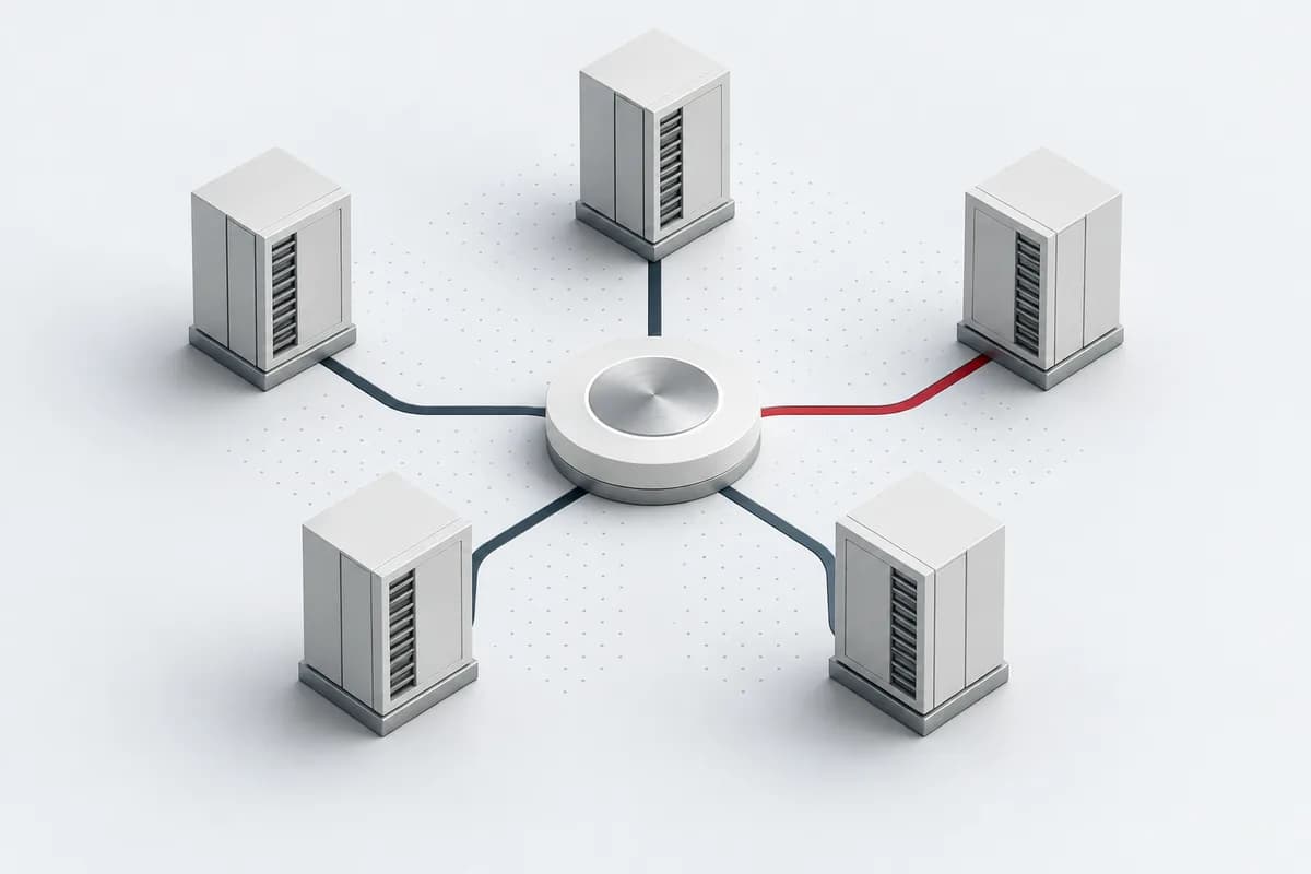 Illustration of connected infrastructure with a highlighted path for investigation